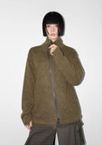 DIAGONAL HIGH-NECK ZIP-UP
