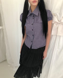 Coated Check Short Sleeve Blouse