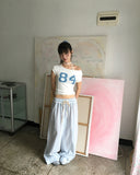Niku Stripe Frill Banding Wide Pants