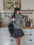 High-Neck Two-Way Knit Zip-Up