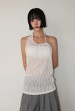 LINEN STRAP HALTER TOP