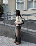Chise cable knit half zip-up
