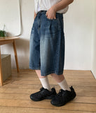 Knits Pintuck Cat Washing Bermuda Denim Pants