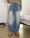 Jones Light Washing Denim Long Wide Pants
