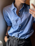 Poseulrin Stripe Short Sleeve Shirt