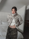 Kecia High Neck Crop Fur Jacket