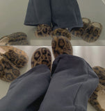 Winter Full Lining Fur Leopard Fur Slippers