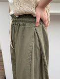 [unisex] Light Banding Pin Tuck Linen Wide Pants - Linen 60