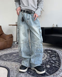 Feline washed cargo denim pants