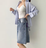 Loose Bermuda Thigh Cover Cooling Half Length Denim Shorts