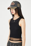 Double mesh layered sleeveless top