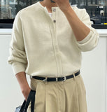 Hidden Button Round Cardigan