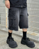 Black cargo denim trousers