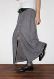 STRIPE BUTTON WRAP SKIRT