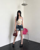 Tessit  Vintage Washing Damage Denim Short Pants