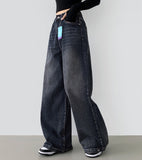 Hem Snap Four-Season Banding Long Wide Denim Pants