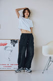 Washed Balloon Cargo Denim Pants