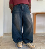 Kyoda Vintage Washing Wide Dart Denim Pants