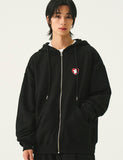 Bear Heart Embroidery Hood Zip-Up
