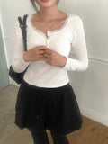 Hail Lace Cap Button Slim T-shirt