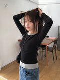 Celti Color Matching Layered All-in-one Long Sleeve T-Shirt