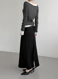 Renne See-through Boat Neck Long Sleeve Tee