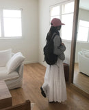 Tizen punching lace tiered long skirt