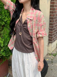 Toui Check Three Quarter Rolled-up Loose Fit Shirt