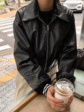 Loving Two-Way Leather Collar Crop Jacket