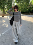 Rhythm Diagonal Unbalanced Button Hood Long Sleeve T-shirt