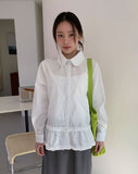 Toyan Frill Shirring Collar Shirt Blouse