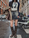 Gra Washing Denim Mini Skirt