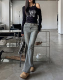 Grayish Washing Bootcut Denim Pants