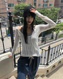 Tida Overfit Punching See-through Long-Sleeve Knit