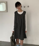 Gunslin Check Sleeveless Button One Piece