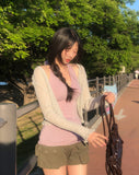 Summer Punching Ruffle Crop Cardigan