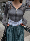 Elle see-through cropped hoodie