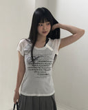 Diaen Lettering Print Button Short Sleeve T-Shirt