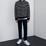 Fuzz Stripe Henley Neck Knit