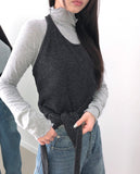 [Brushed Lining] Durin halter neck wrap layered sleeveless