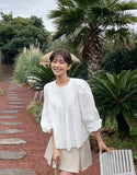 Meringue pintuck shirred blouse