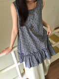 Haril Leaf Shirring Layered Sleeveless Blouse Midi One Piece