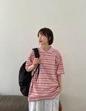 [unisex] Hillen Stripe Collar Short Sleeve Tee