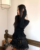 O-Ha Boat Neck Off-Shoulder Side Shirring Slim Knit