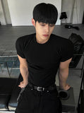 Muscle Fit Round Short Sleeve Knit