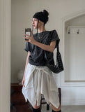 Foldy Unbalanced Shibori Strap Skirt