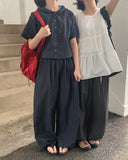 [BAONHAUS] Mesit Shirring Layered Sleeveless Blouse