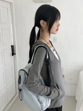 Rti Vintage V-neck Lace Hood Long Sleeve T-shirt