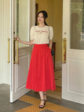 Posh Pin Tuck Flare Banding Long Skirt