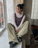 Titi wrinkle see-through layered long sleeves